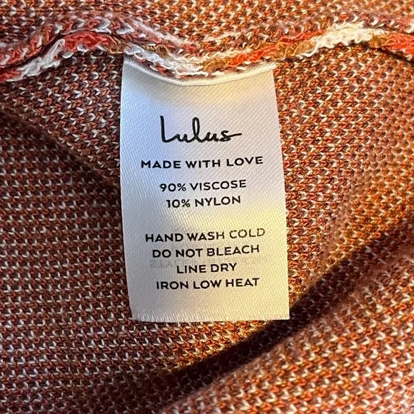 Lulu's Promising Style Taupe Multi Geo Print Cutout Sweater Top Large - Picture 12 of 14